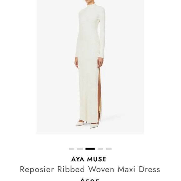 Aya Muse Dresses & Skirts - Aya Muse Reposier Ivory Ribbed Open Back Long Dress